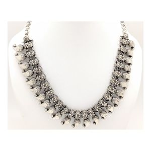 German Silver Oxidized Necklace Paisley Design